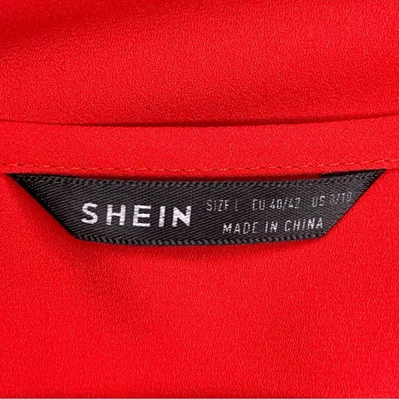 Medium Red Short Sleeve Blouse Shein Retro Classic Roomy Fit - Picture 11 of 13